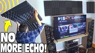 How To Install Acoustic Foam Panels w NO ECHO  Home Theater Sound Treatment Setup BEFORE and AFTER [upl. by Fayola140]