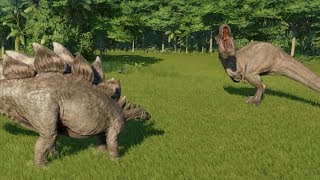 Stegosaurus VS TRex  Jurassic World Evolution [upl. by Dallon]