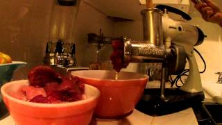 Sunbeam Mixmaster Meat Grinder In Action [upl. by Ahcsropal]