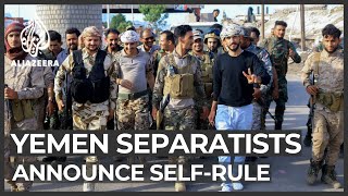 Separatist group announces selfrule in southern Yemen [upl. by Annaitsirk]