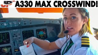 Landing AER LINGUS A330 with MAXIMUM CROSSWIND  Cockpit Views [upl. by Nnor600]