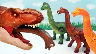 TRex VS Brachiosaurus Donosaur Battle Video  Walking And Laying Brachiosaurus [upl. by Margery]