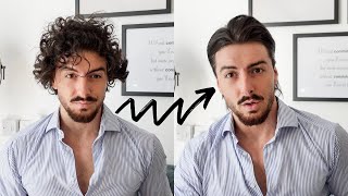 CURLY TO STRAIGHT MENS HAIR TUTORIAL  Rowan Row [upl. by Lubba]