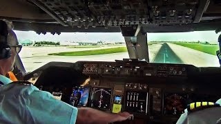 Boeing 747 Cockpit View  TakeOff from Miami Intl MIA [upl. by Linnette]