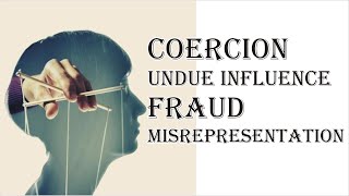 Coercion Undue Influence Fraud Misrepresentation  Indian Contract Act 1872  Law Guru [upl. by Nanreh]