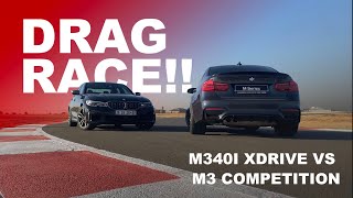 BMW M340i xDrive VS BMW M3 Competition F80 Drag Race [upl. by Animrelliug]