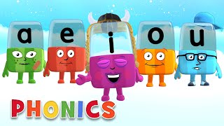 Phonics  Learn to Read  A E I O U  Learning Vowels  Alphablocks [upl. by Anahir]