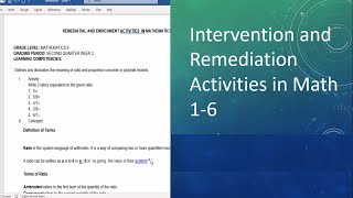 Sample of Intervention and Remediation Activities in Math 16 [upl. by Elleyoj]