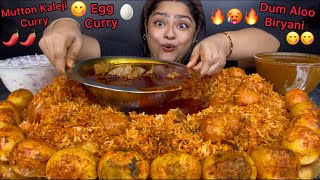 SPICY MUTTON KALEJI CURRY WITH DUM ALOO BIRYANI AND SPICY EGG CURRY  ASMR EATING MUKBANG [upl. by Chally]