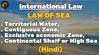 Law Of Sea Territorial Water Contiguous Zone Exclusive Economic Zone Continental Shelf in Hindi [upl. by Sower927]