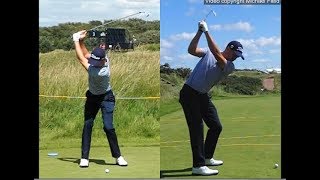 Justin Thomas golf swing  Long Iron faceon amp downtheline July 2017 [upl. by Riannon798]