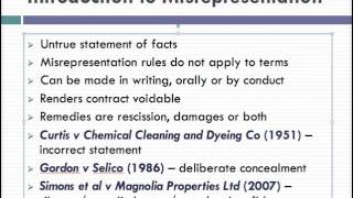 Misrepresentation Lecture 1 of 4 [upl. by Ellette]