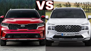 2022 hyundai santa fe vs kia sorento 2022 high efficient amp affordable family SUVs review [upl. by Nrek]